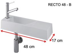 Waschbecken, 17 x 48 cm, Hahn links - RECTO 48 B