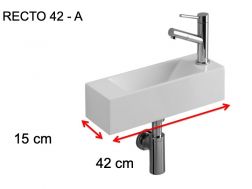 Waschbecken, 15x42 cm, Hahn rechts - RECTO 42 A