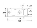 Waschbecken, 15x42 cm, Hahn links - RECTO 42 B