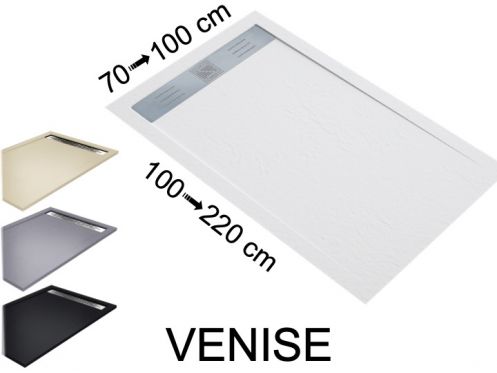 Duschwanne mit Rinne 140 cm Harz extra flach - VENISE