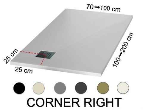 Duschwanne mit rechtwinkligem Ablauf - CORNER Right 120