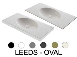Waschtischplatte, ovales Becken, 120 x 46 cm, hängend oder freistehend, LEEDS OVAL