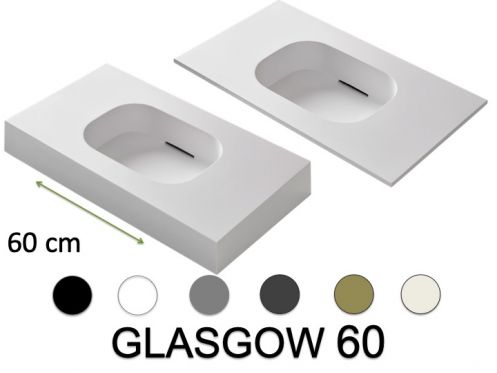 Design-Waschtischplatte, 100 x 50 cm, hngend oder freistehend, GLASGOW 60