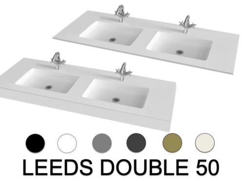 Doppelwaschtischplatte, 120 x 46 cm, hngend oder eingebaut, LEEDS DOUBLE 50