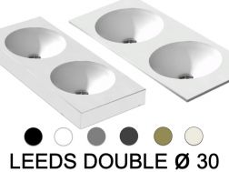 Waschtischplatte, doppeltes rundes Waschbecken, 100 x 40 cm, hängend oder freistehend __int__ LEEDS DOUBLE Ø 30