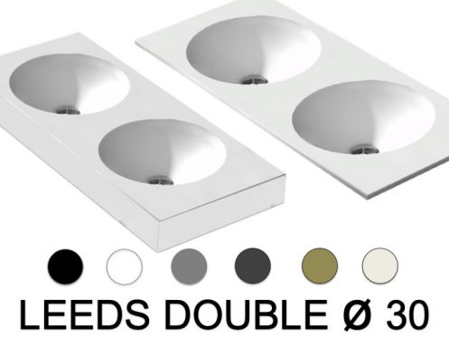 Waschtischplatte, doppeltes rundes Waschbecken, 100 x 40 cm, hngend oder freistehend __int__ LEEDS DOUBLE  30