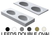 Waschtischplatte, ovales Becken, 120 x 46 cm, hängend oder freistehend, LEEDS DOUBLE OVAL