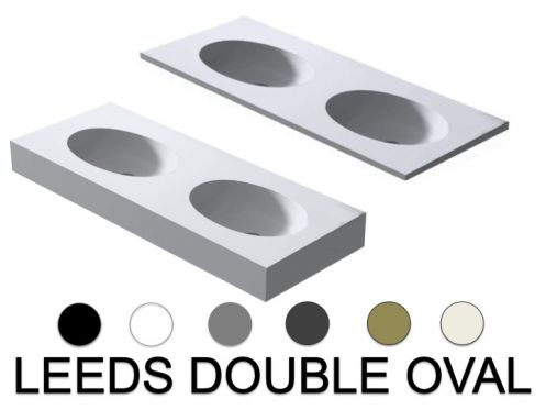 Waschtischplatte, ovales Becken, 120 x 46 cm, hngend oder freistehend, LEEDS DOUBLE OVAL