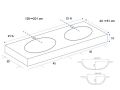Waschtischplatte, ovales Becken, 120 x 46 cm, hngend oder freistehend, LEEDS DOUBLE OVAL