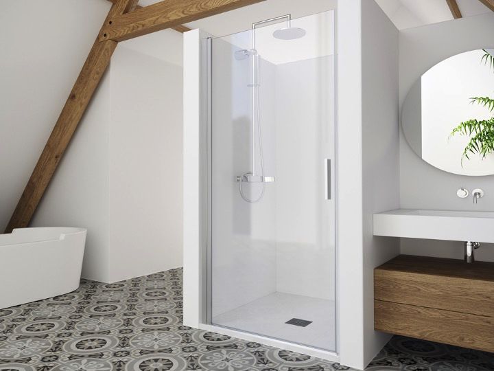 SARATOSA Duschtür Flügeltür 80x195 Cm – Sicherheitsglas In Mattschwarz, Selbst Montieren