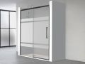 Schwarze Duschwand, 180 cm, halbundurchsichtiger Siebdruck, NANTES 310 BOLD PLUS BLACK