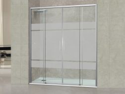 Duschwand, doppelt verschiebbar, halb undurchsichtig, 210 cm,TOULOUSE BOLD PLUS