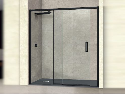 Schiebeduschtr, 210 cm, mit festem Glas - NANTES 310 BLACK