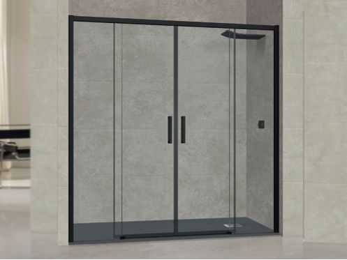 Doppelte zentrale Schiebeduschwand, 190 cm - TOULOUSE BLACK