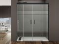 Duschwand, schwarz, 145 cm, halbblickdicht, doppelt verschiebbar, TOULOUSE NOIR BLOD PLUS