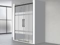 Duschwand, schwarz, 150 cm, halbblickdicht, doppelt verschiebbar, TOULOUSE NOIR BLOD PLUS