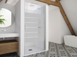 Duschtür, 100 cm, halbdurchsichtig, mit Scharnier / schwenkbar - LYON BLOD