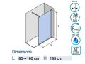 Duschwand,  100 cm, 8mm Festglas - DIJON
