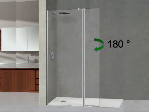 90 cm feste Duschwand mit um 180 drehbarem Paneel __int__ NICE