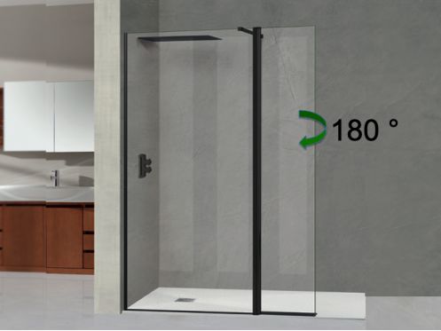 Feste schwarze Duschwand, 100 cm, mit um 180 drehbarem Paneel __int__ SCHNES Schwarz