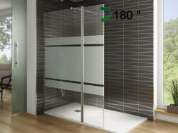 Feste, halbdurchsichtige Duschwand, 70 cm, mit um 180° drehbarem Paneel, NICE BOLD
