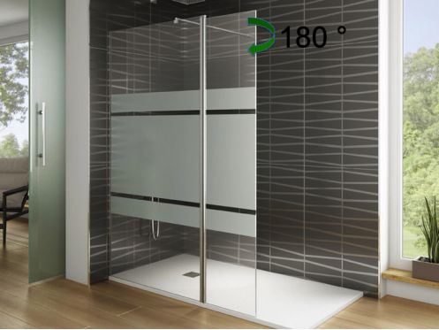 Feste, halbdurchsichtige Duschwand, 100 cm, mit um 180 drehbarem Paneel, NICE BOLD