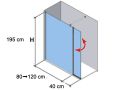 Feste, halbdurchsichtige Duschwand, 110 cm, mit um 180 drehbarem Paneel, NICE BOLD