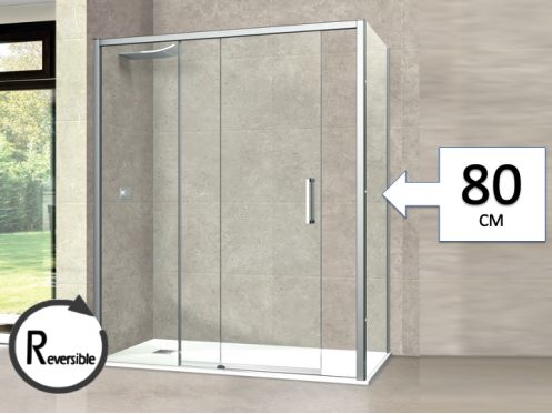 Schiebeduschtr, mit festem Rcklauf 80 cm, TOURS