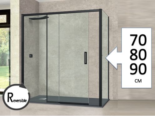 Duschschiebetr, 120 cm, mit fester Rckfhrung - TOURS BLACK