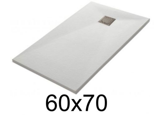 Duschwanne 70x60 cm, extra flach, zuschneidbar, Harz, VERONE 60x70