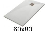 Duschwanne 80x60 cm, extra flach, zuschneidbar, Harz, VERONE 60x80