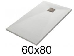 Duschwanne 80x60 cm, extra flach, zuschneidbar, Harz, VERONE 60x80