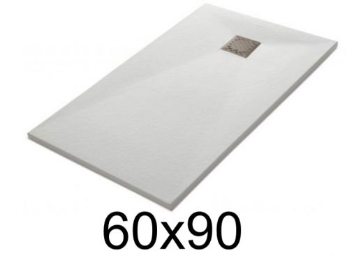 Duschwanne 90x60 cm, extra flach, zuschneidbar, Harz, VERONE 60x90