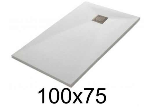 Duschwanne 100x75 cm, Harz, extra flach, zuschneidbar, TECNIK 75x100