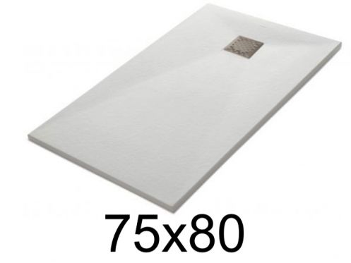 Duschwanne 80x75 cm, Harz, extra flach, zuschneidbar, TECNIK 75x80
