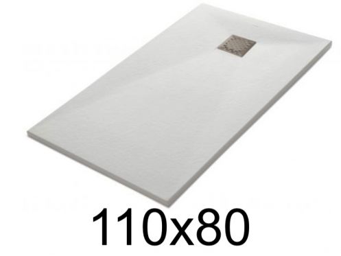 Duschwanne 110x80 cm, Harz, extra flach, zuschneidbar, TECNIK 80x110