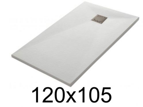 Duschwanne 120x105 cm, extra flach, zuschneidbar, Harz, VERONE 105x120