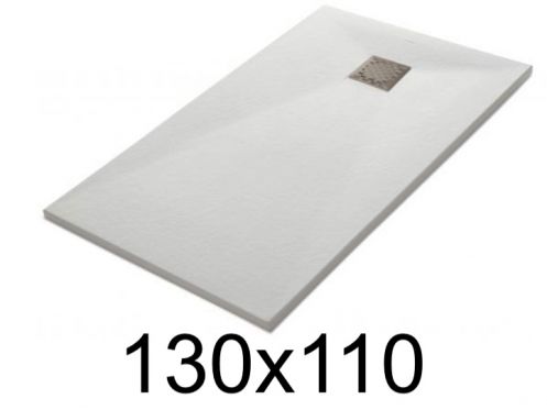 Duschwanne 130x110 cm, extra flach, zuschneidbar, Harz, VERONE 110x130