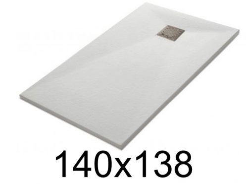 Duschwanne 140x138 cm, extra flach, zuschneidbar, Harz, VERONE 138x140