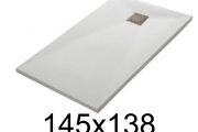 Duschwanne 145x138 cm, extra flach, zuschneidbar, Harz, VERONE 138x145