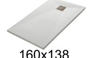 Duschwanne 160x138 cm, extra flach, zuschneidbar, Harz, VERONE 138x160