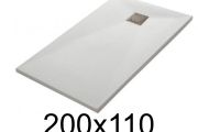 Duschwanne 200x110 cm, extra flach, zuschneidbar, Harz, VERONE 110x200