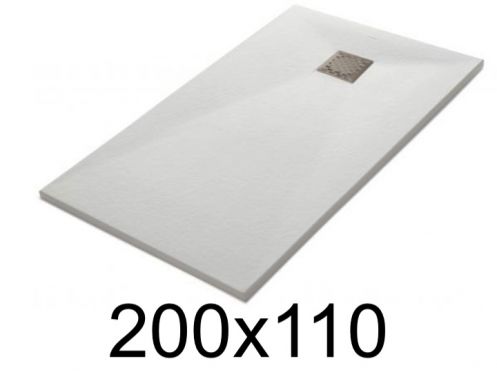 Duschwanne 200x110 cm, extra flach, zuschneidbar, Harz, VERONE 110x200