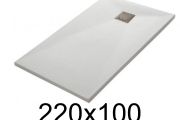 Duschwanne 220x100 cm, extra flach, zuschneidbar, Harz, VERONE 100x220