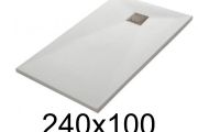 Duschwanne 240x100 cm, extra flach, zuschneidbar, Harz, VERONE 100x240