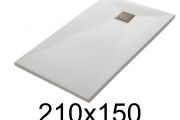 Duschwanne flach 210x150 cm aus Mineralharz - LEEDS