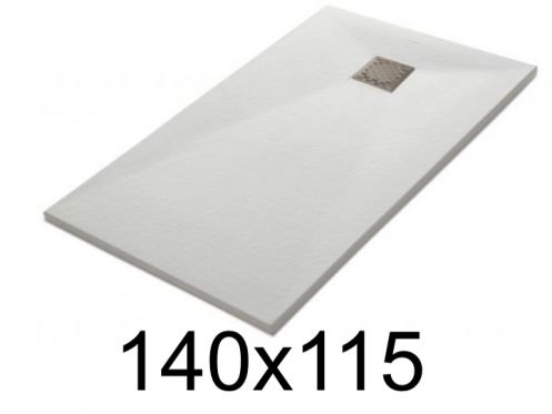 Duschwanne 140x115 cm, extra flach, zuschneidbar, Harz, VERONE 115x140