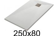 Duschwanne flach 250x80 cm aus Mineralharz - LEEDS