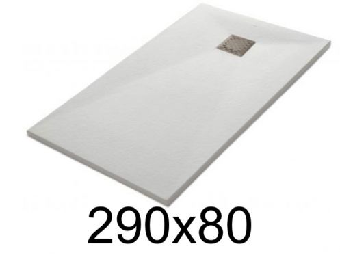 Duschwanne flach 290x80 cm aus Mineralharz - LEEDS