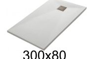 Duschwanne flach 300x80 cm aus Mineralharz - LEEDS